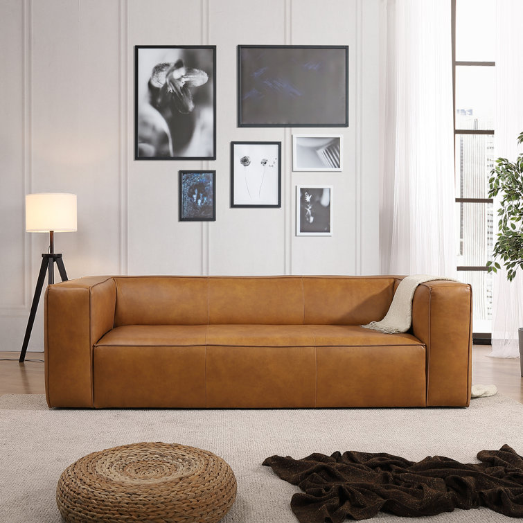 Latravion 88'' Modern Luxury Genuine Leather Comfy Sofa Couch